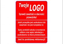 Naklejki SPRAWDŹ ZAWARTOŚĆ Z LOGO 10.000 szt.