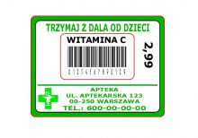Etykiety samoprzylepne 58x44 z nadrukiem 1 kolor dla Aptek 10.000 szt.